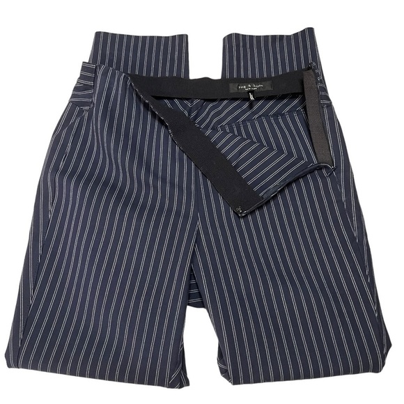Rag & Bone Simone Navy Blue Twill Pinstriped Trouser Pants Women’s 8 - Picture 10 of 13